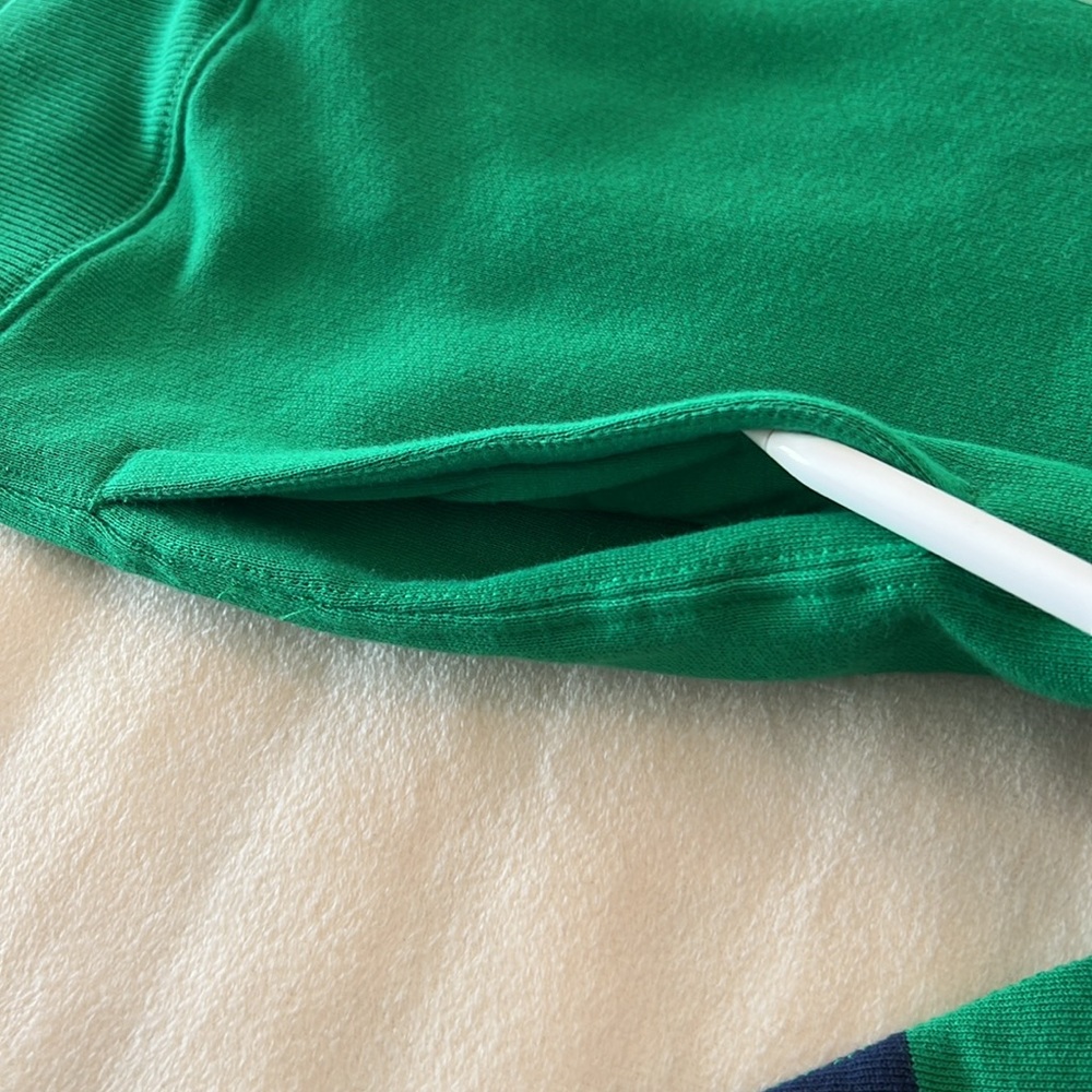 🎉Host Pick🎉Polo Ralph Lauren Green Polo Bear Hoodie w/ Navy Striped Sleeves XL - Picture 9 of 13